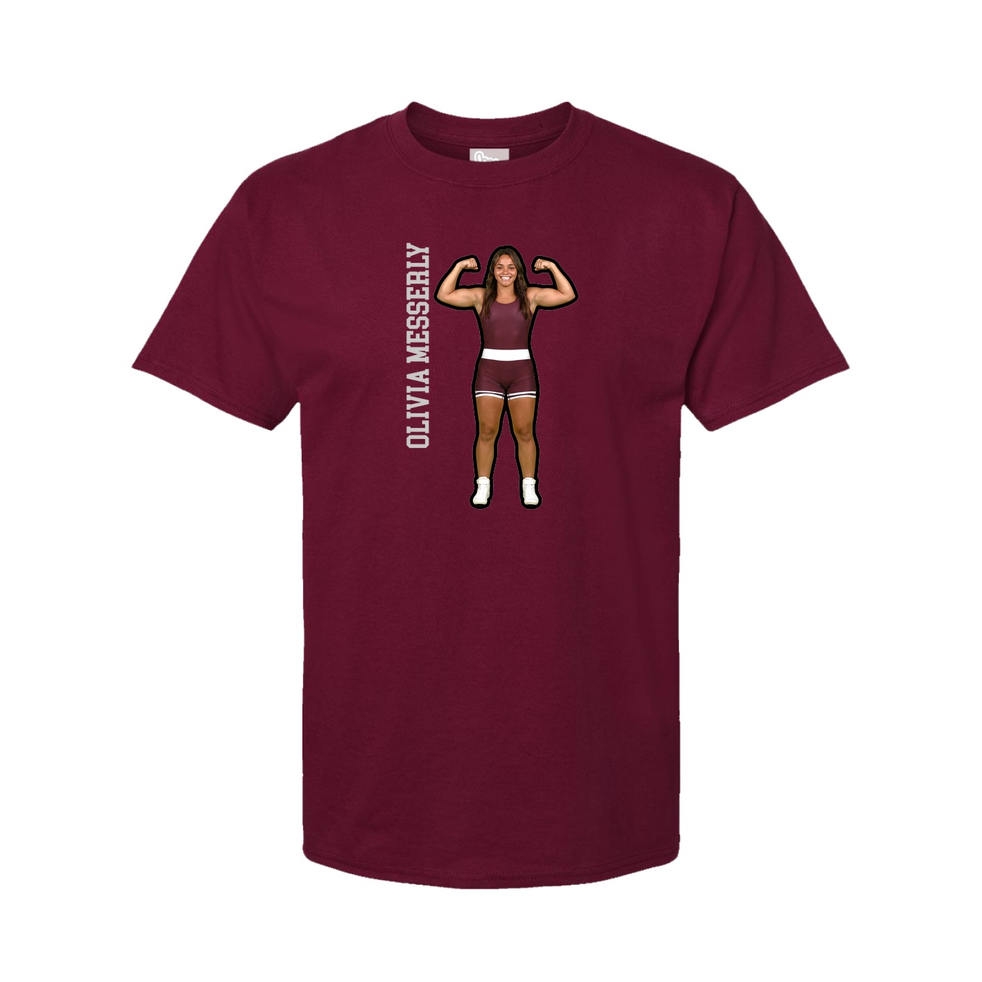 Youth Tee — Name Vertical in Cardinal
