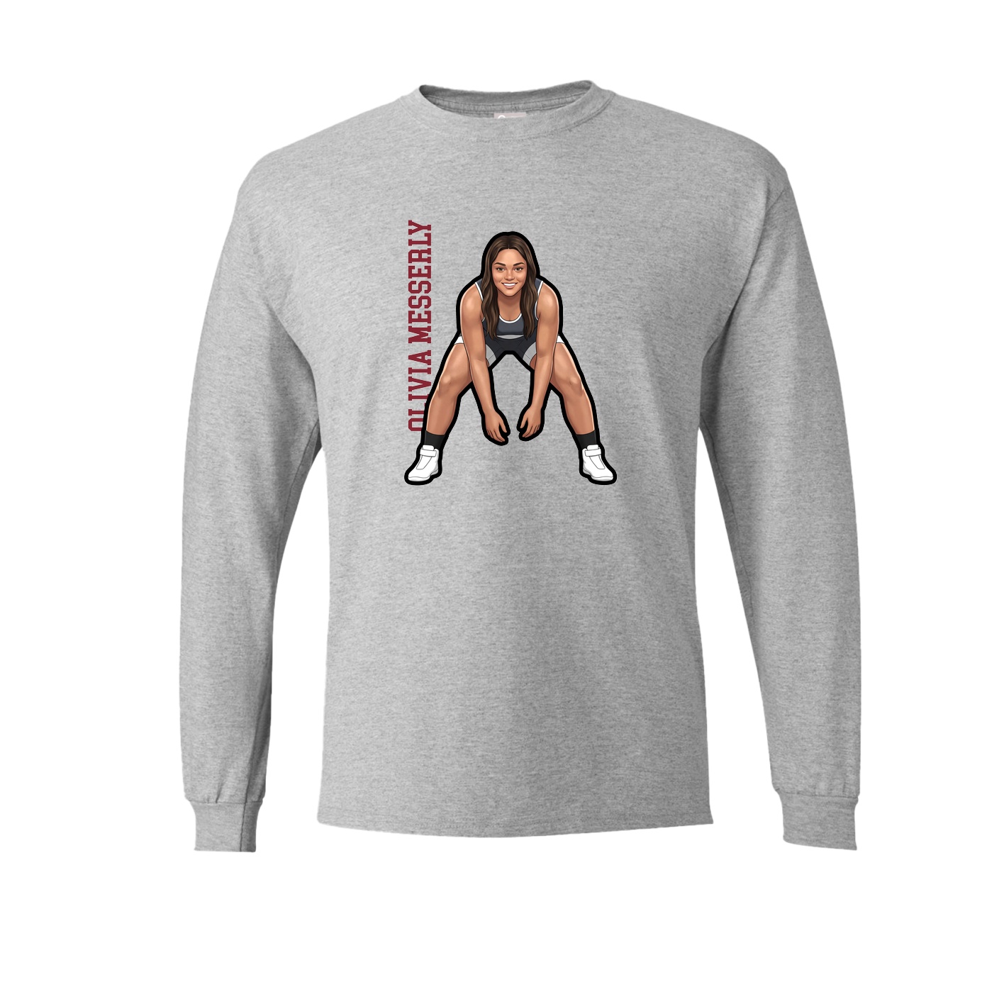 Long Sleeve Tee — Name Vertical in Grey