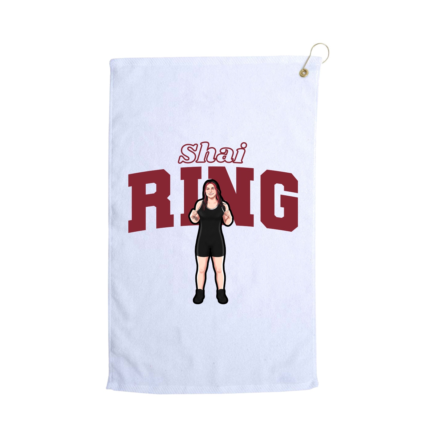 Golf Towel — Name Arch in White