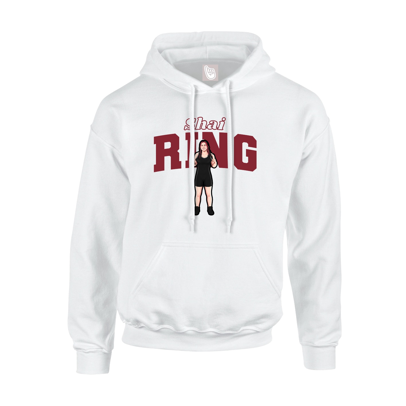 Youth Hoodie — Name Arch in White