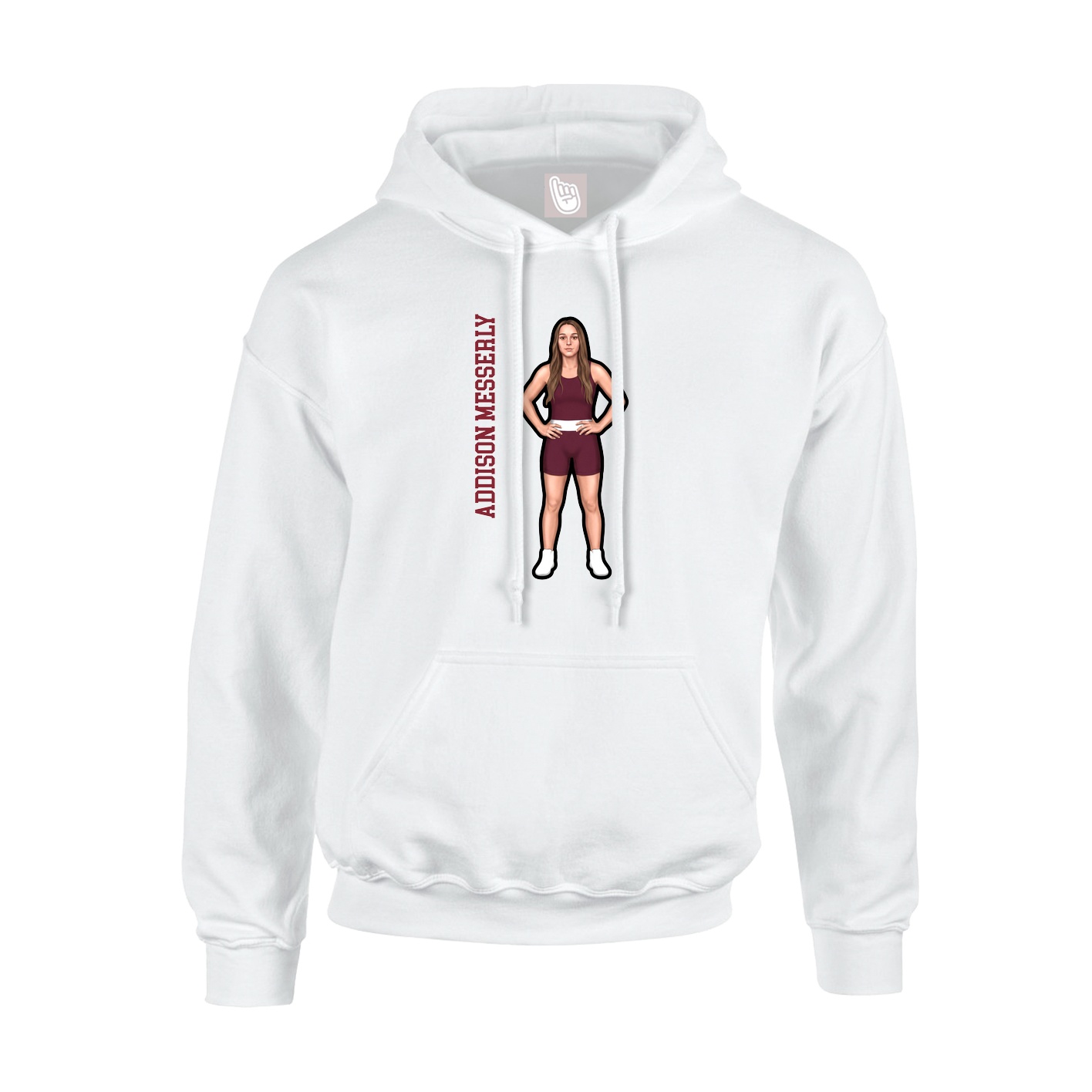 Youth Hoodie — Name Vertical in White