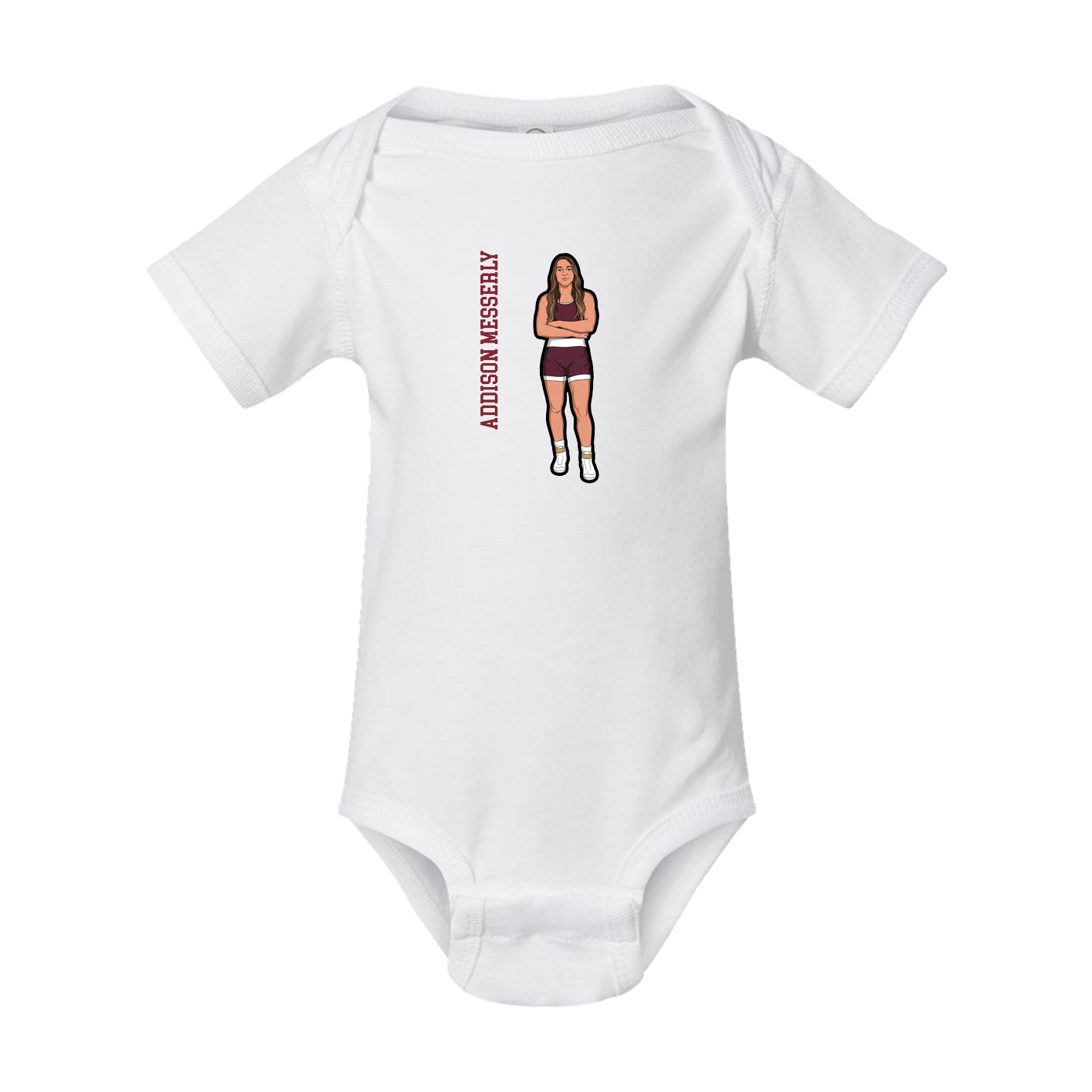 Baby Onesie — Name Vertical in White