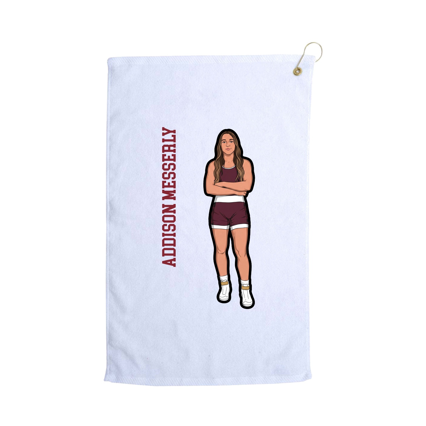 Golf Towel — Name Vertical in White