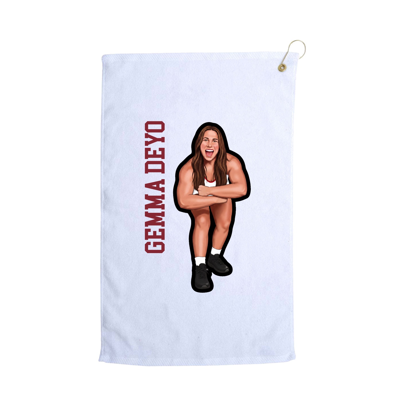 Golf Towel — Name Vertical in White