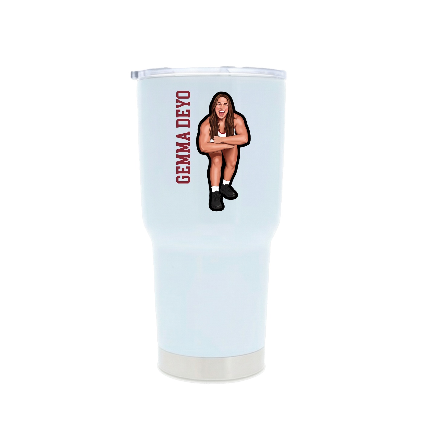 30oz Stainless Steel Tumbler — Name Vertical in White
