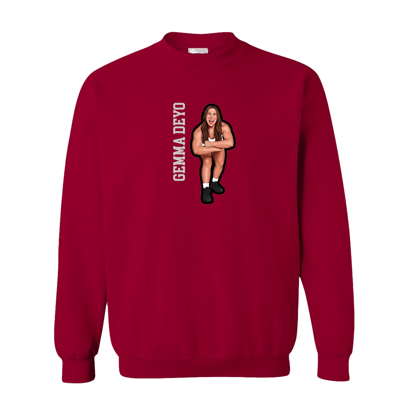 Fleece Crew — Name Vertical in Cardinal