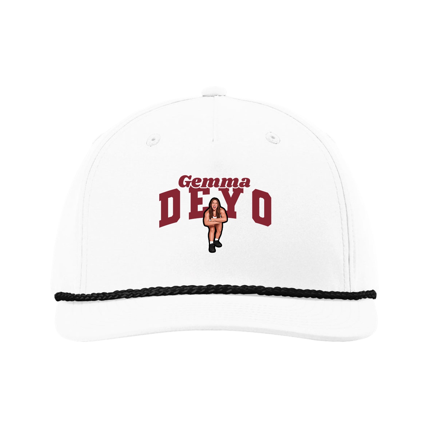 Five-Panel Classic Rope Cap — Signature Arch in White