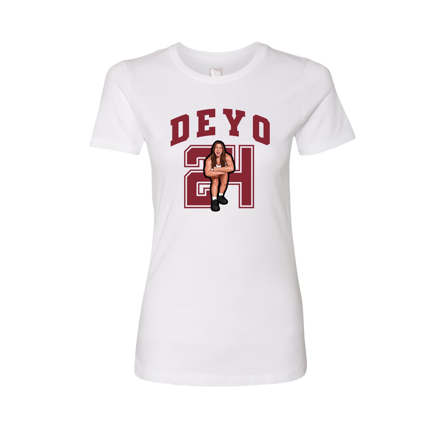Fitted Women's Tee — Number in White