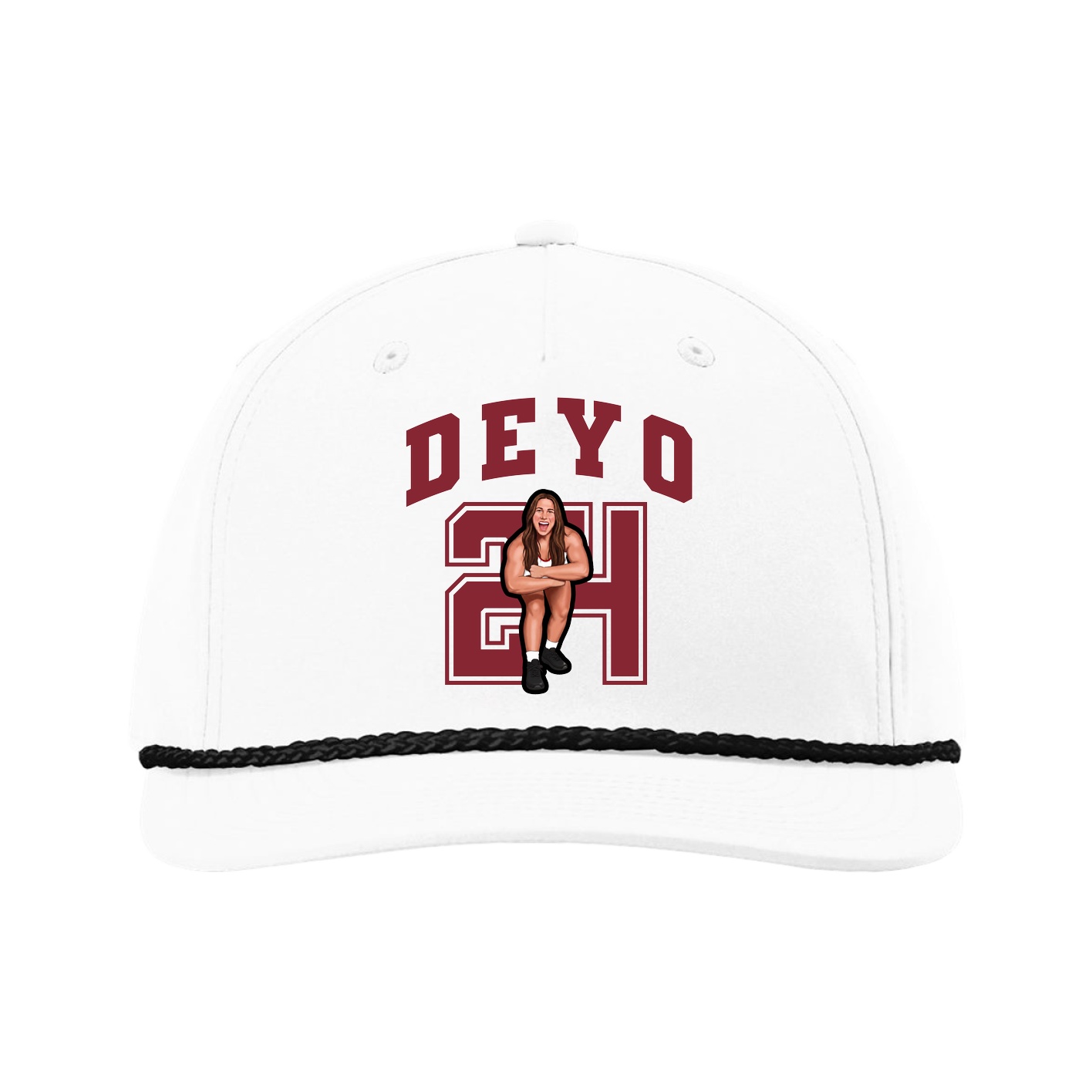 Five-Panel Classic Rope Cap — Number in White