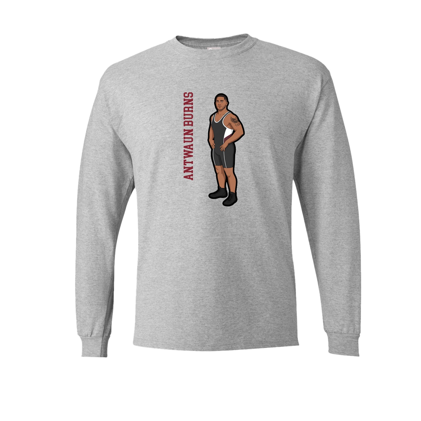 Long Sleeve Tee — Name Vertical in Grey