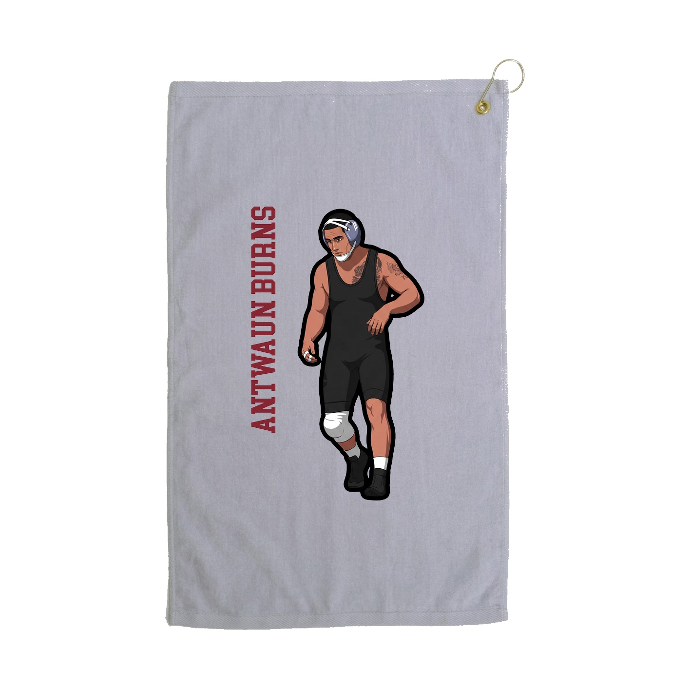 Golf Towel — Name Vertical in Grey