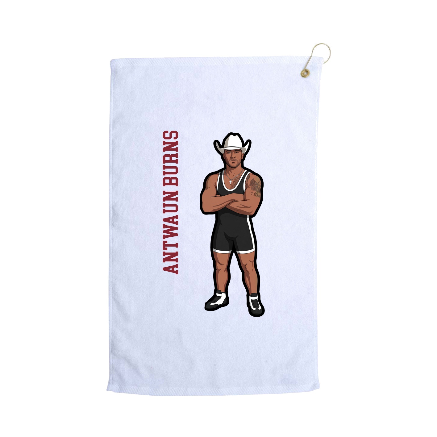 Golf Towel — Name Vertical in White