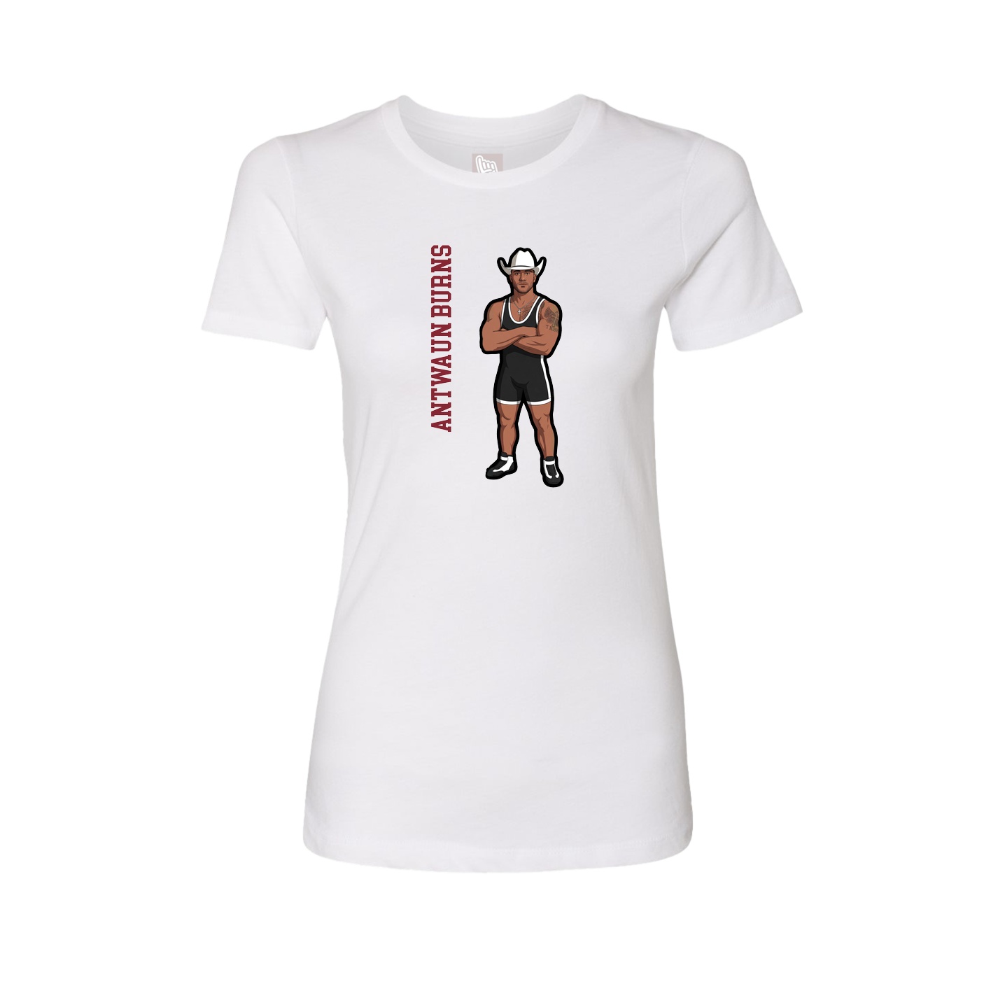 Fitted Women's Tee — Name Vertical in White
