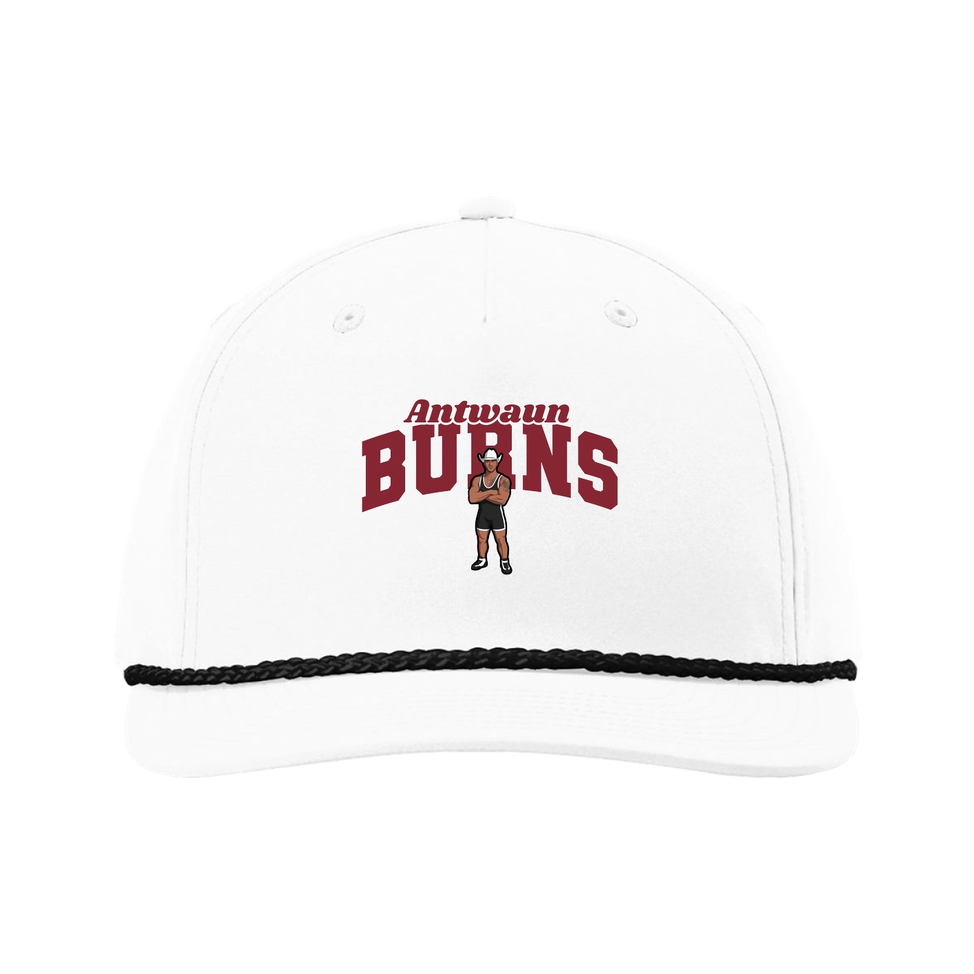 Five-Panel Classic Rope Cap — Signature Arch in White