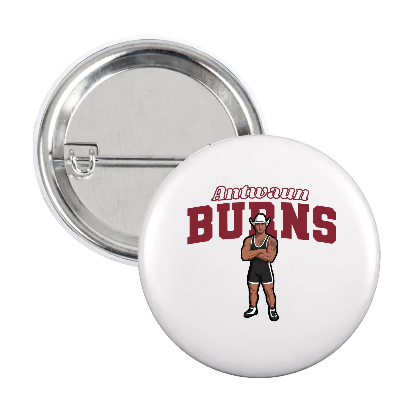 Game Day Button — Name Arch in White