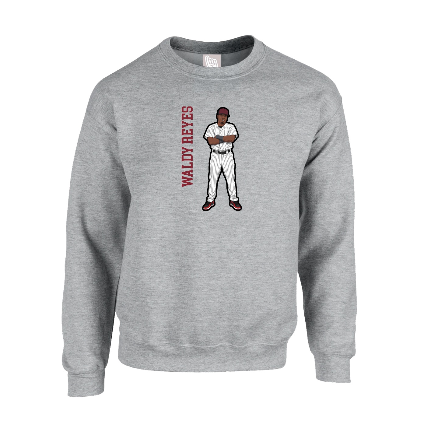 Fleece Crew — Name Vertical in Grey