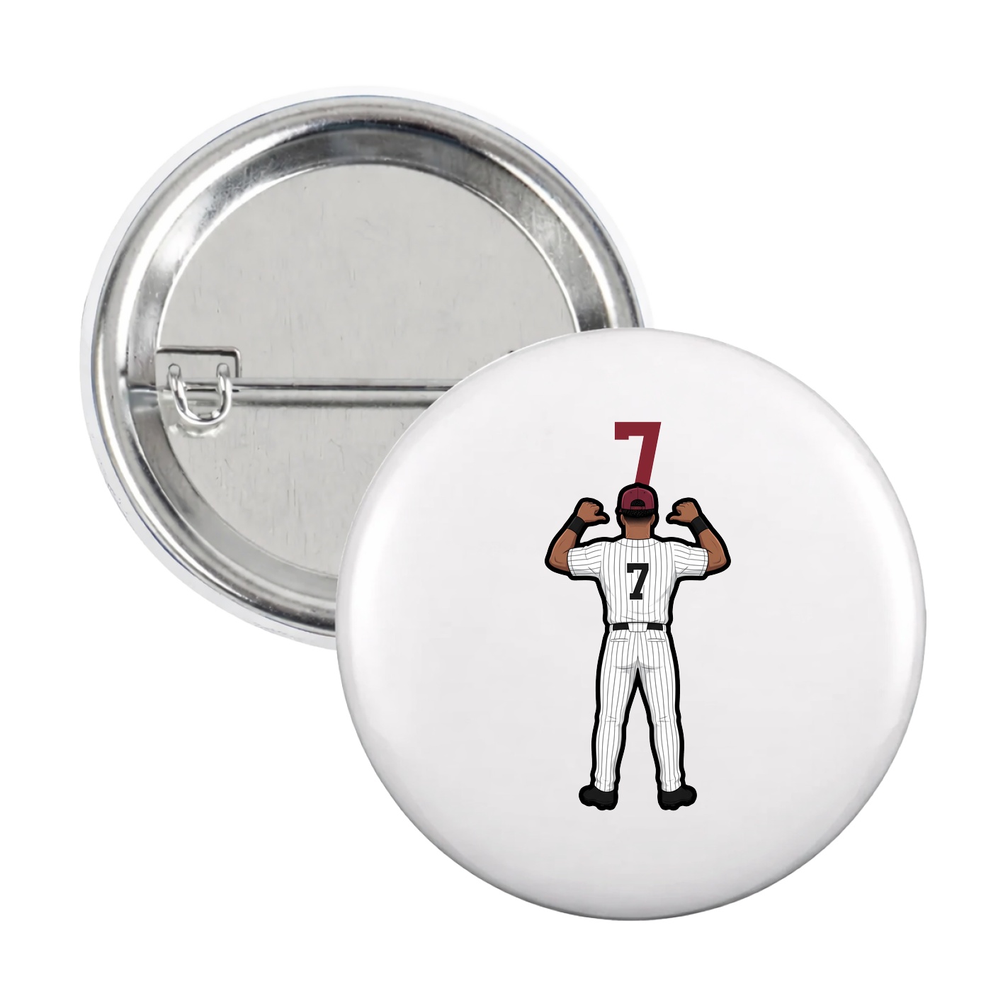 Game Day Button — Number Top in White