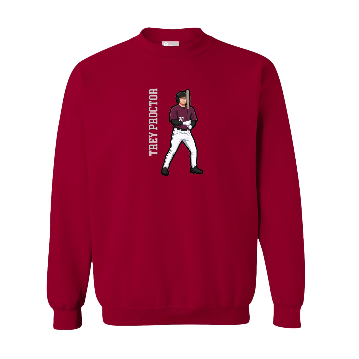 Fleece Crew — Name Vertical in Cardinal
