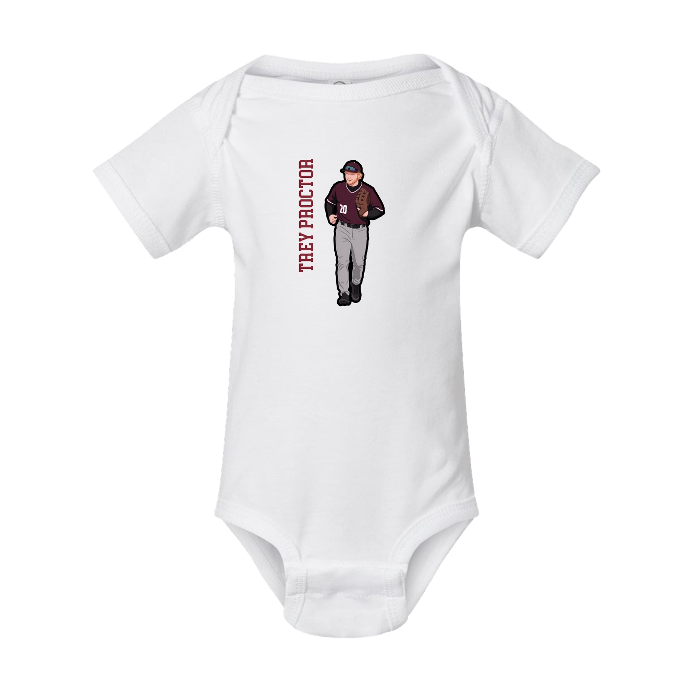 Baby Onesie — Name Vertical in White