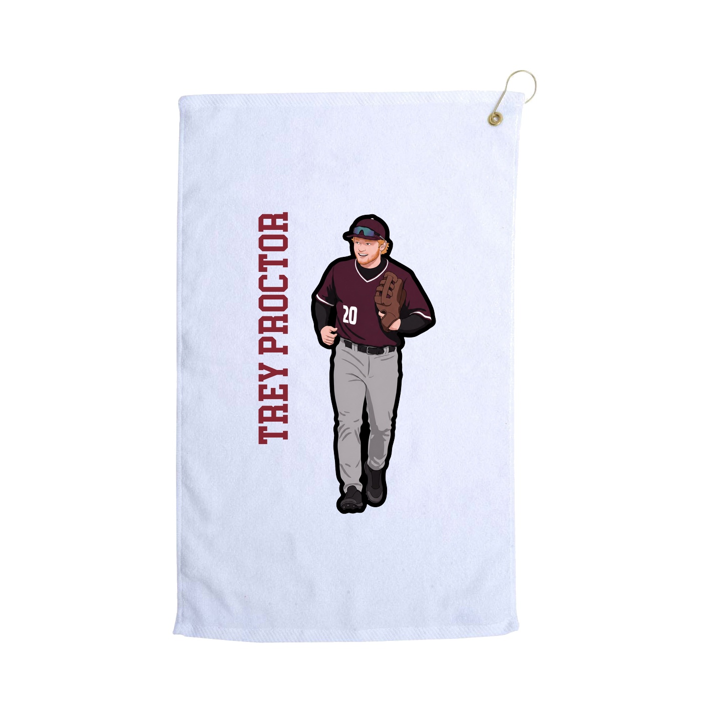 Golf Towel — Name Vertical in White