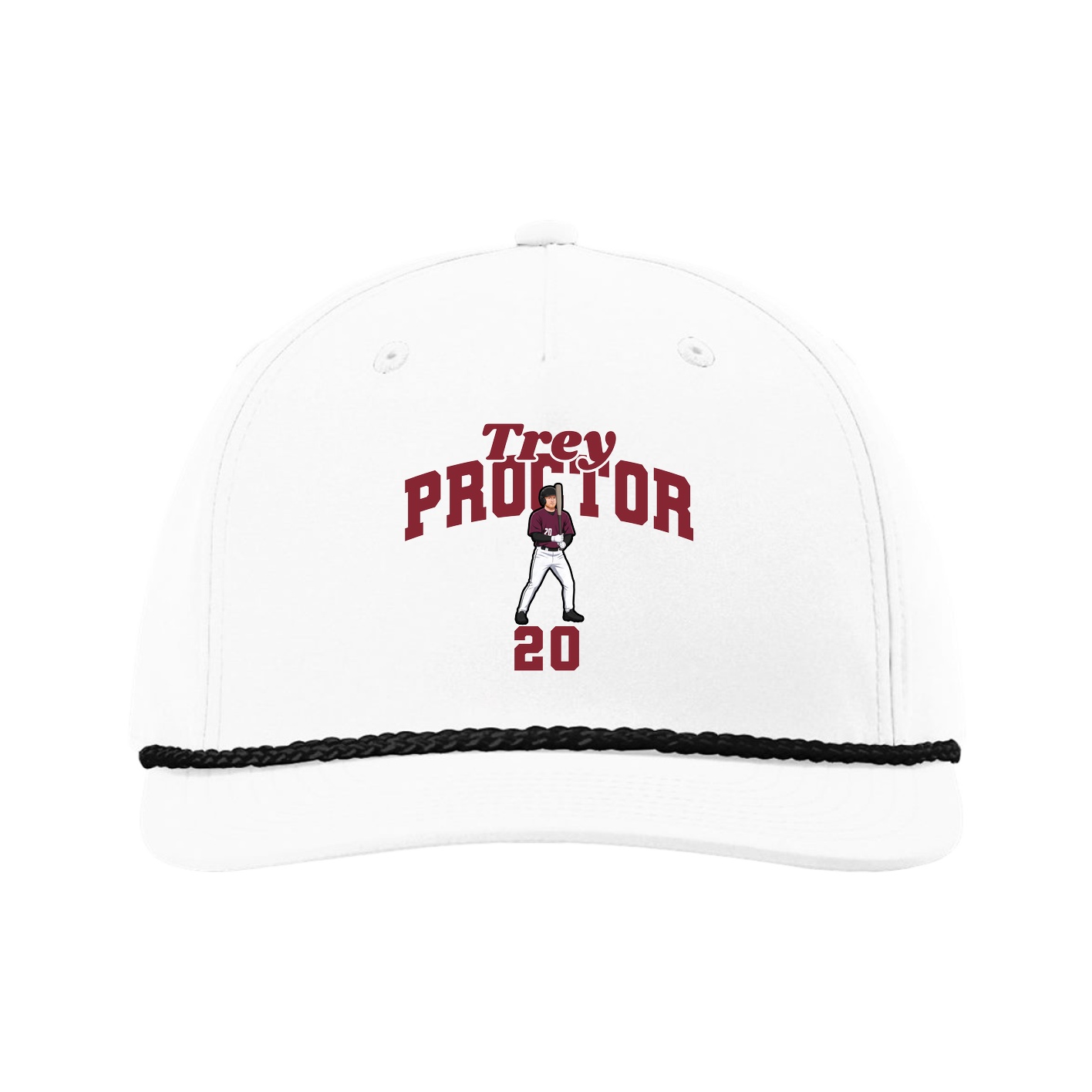 Five-Panel Classic Rope Cap — Signature Arch in White
