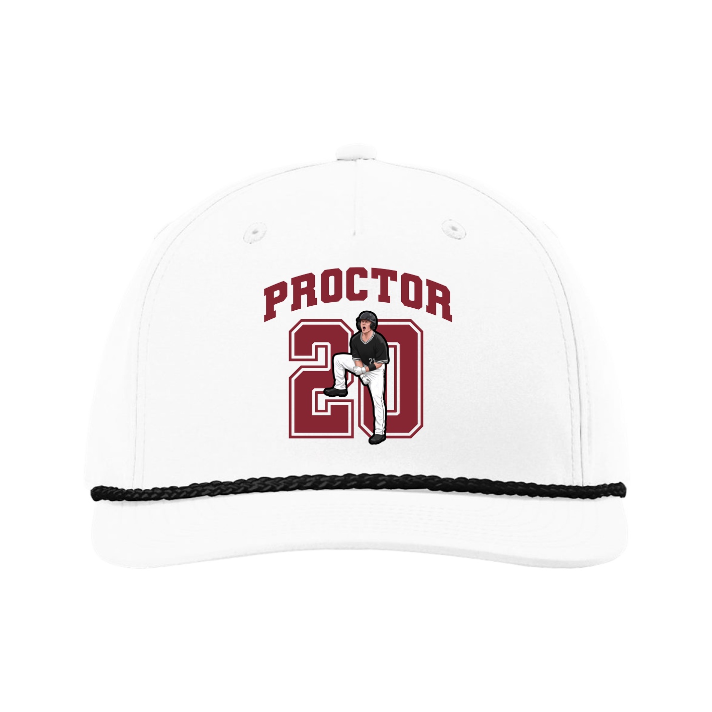 Five-Panel Classic Rope Cap — Number in White