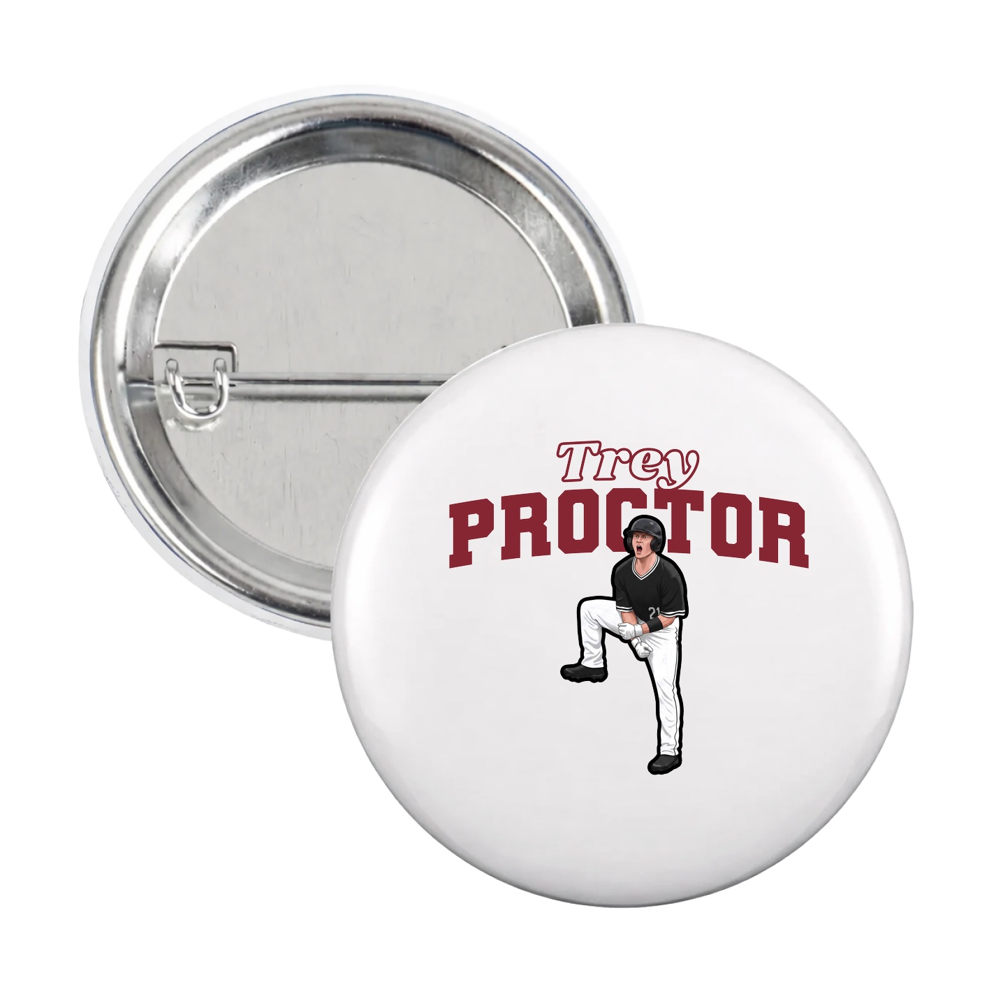 Game Day Button — Name Arch in White