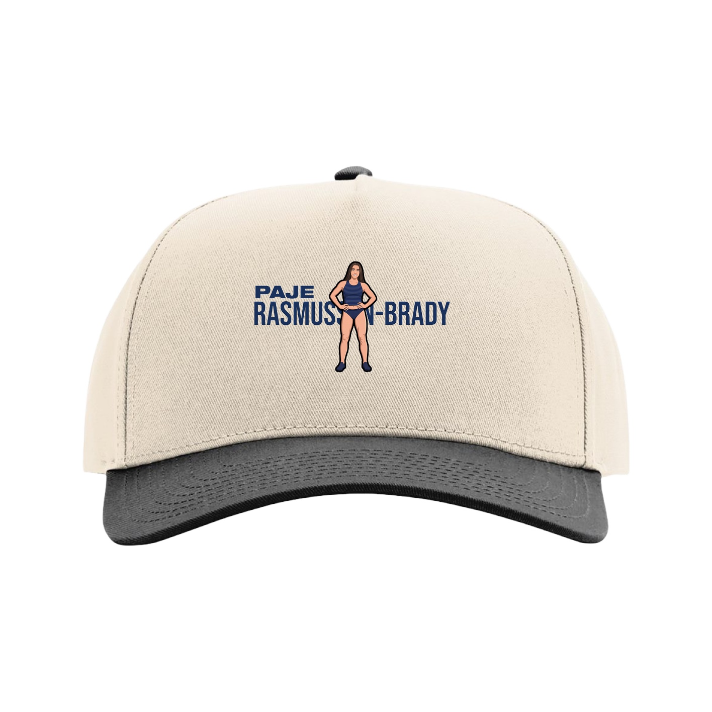 Full Fabric Five-Panel Champ Cap — Player Name in Cream/Black