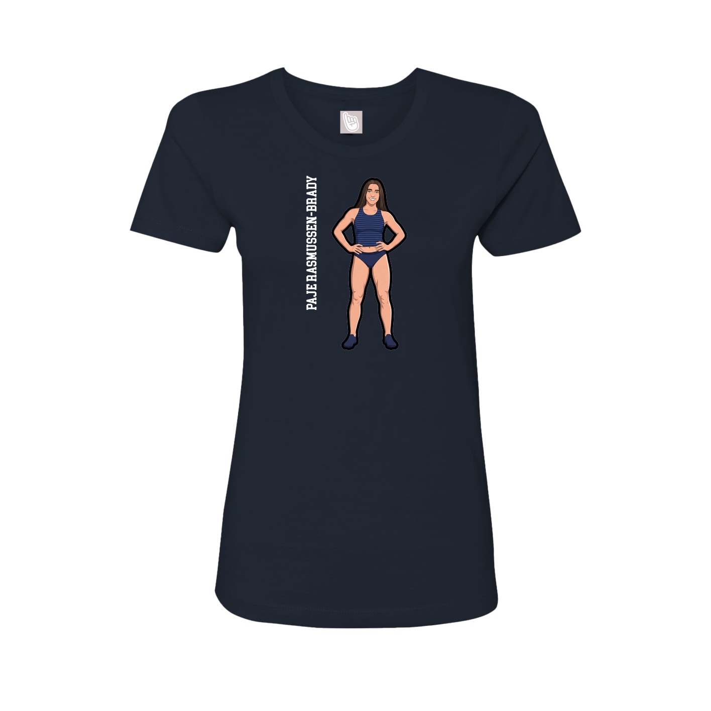Womens Tee — Name Vertical in Navy