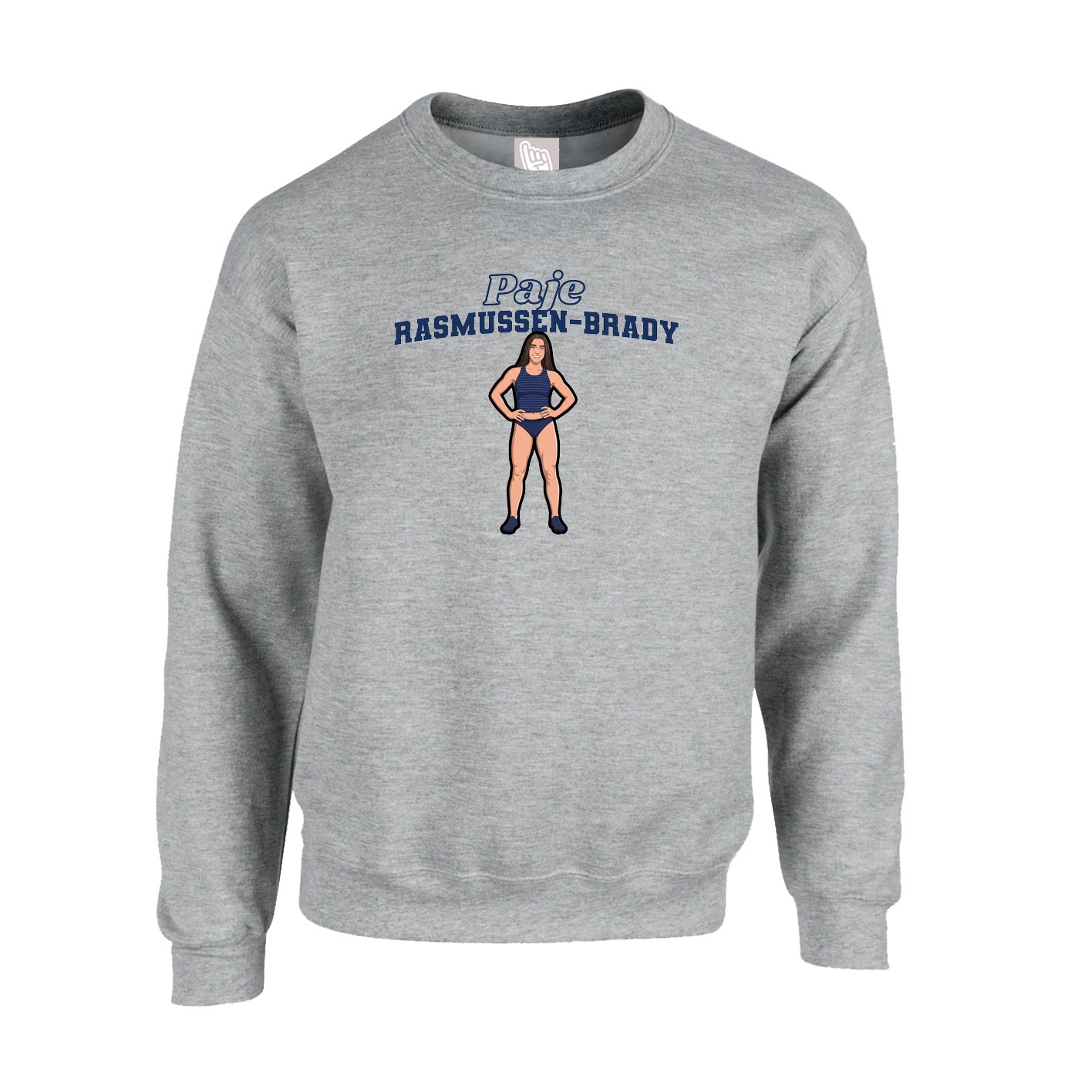 Fleece Crew — Name Arch in Grey