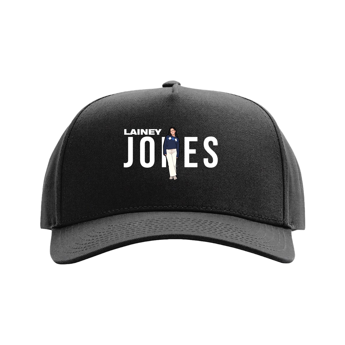 Full Fabric Five-Panel Champ Cap — Player Name in Black