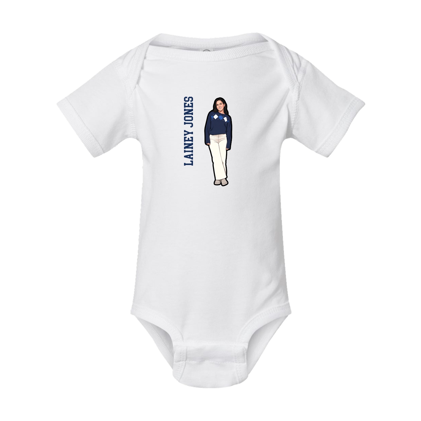 Baby Onesie — Name Vertical in White