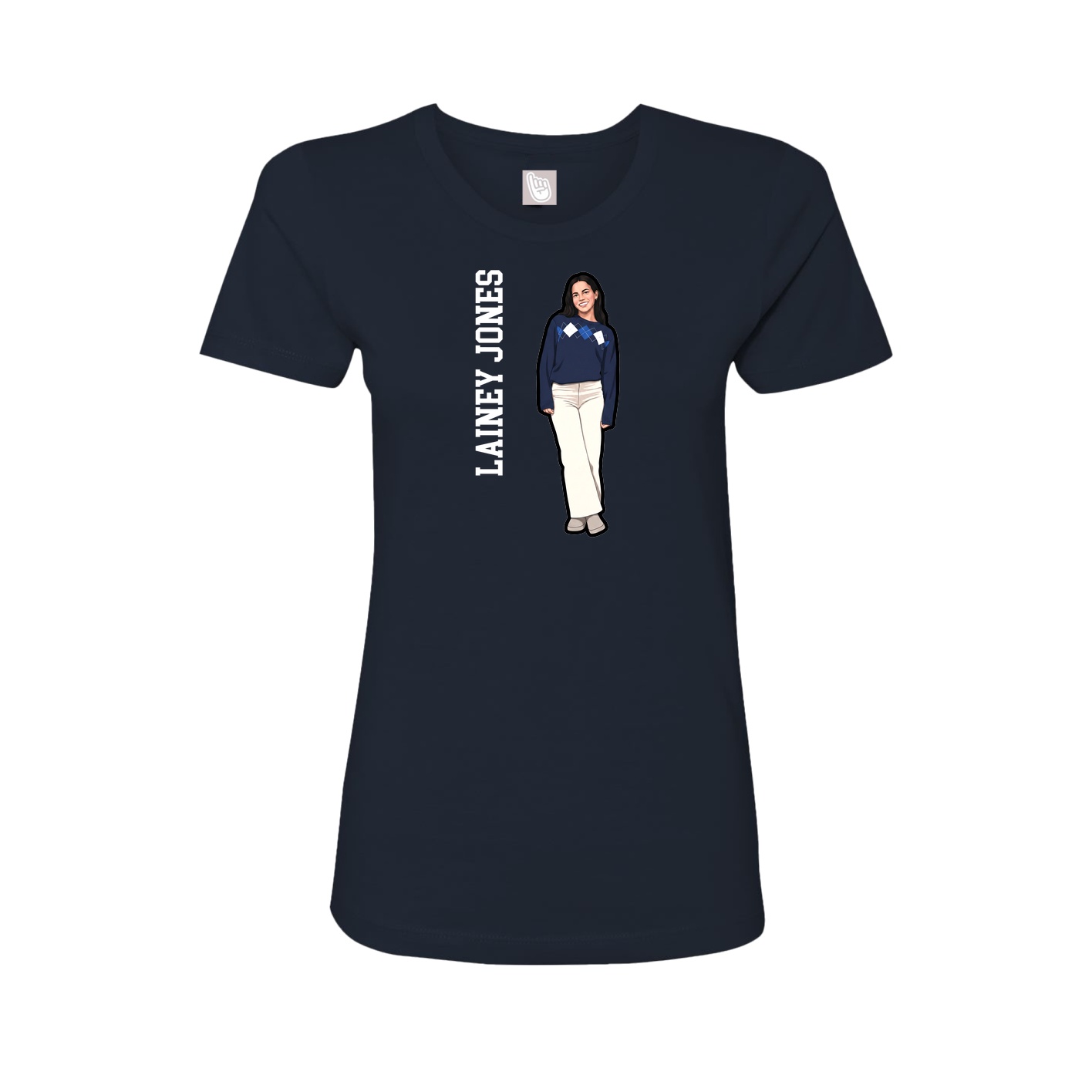 Fitted Women's Tee — Name Vertical in Navy