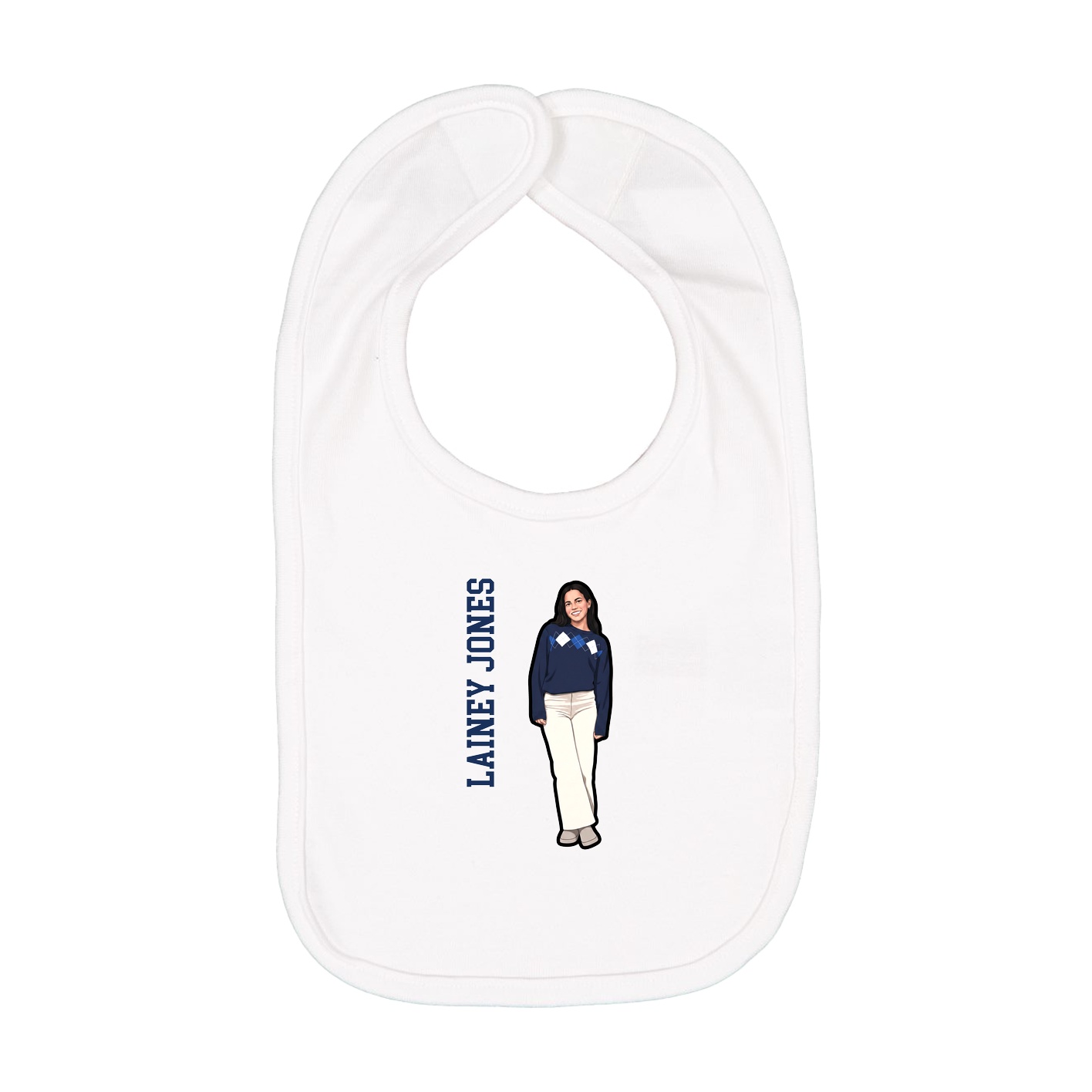 Infant Bib — Name Vertical in White