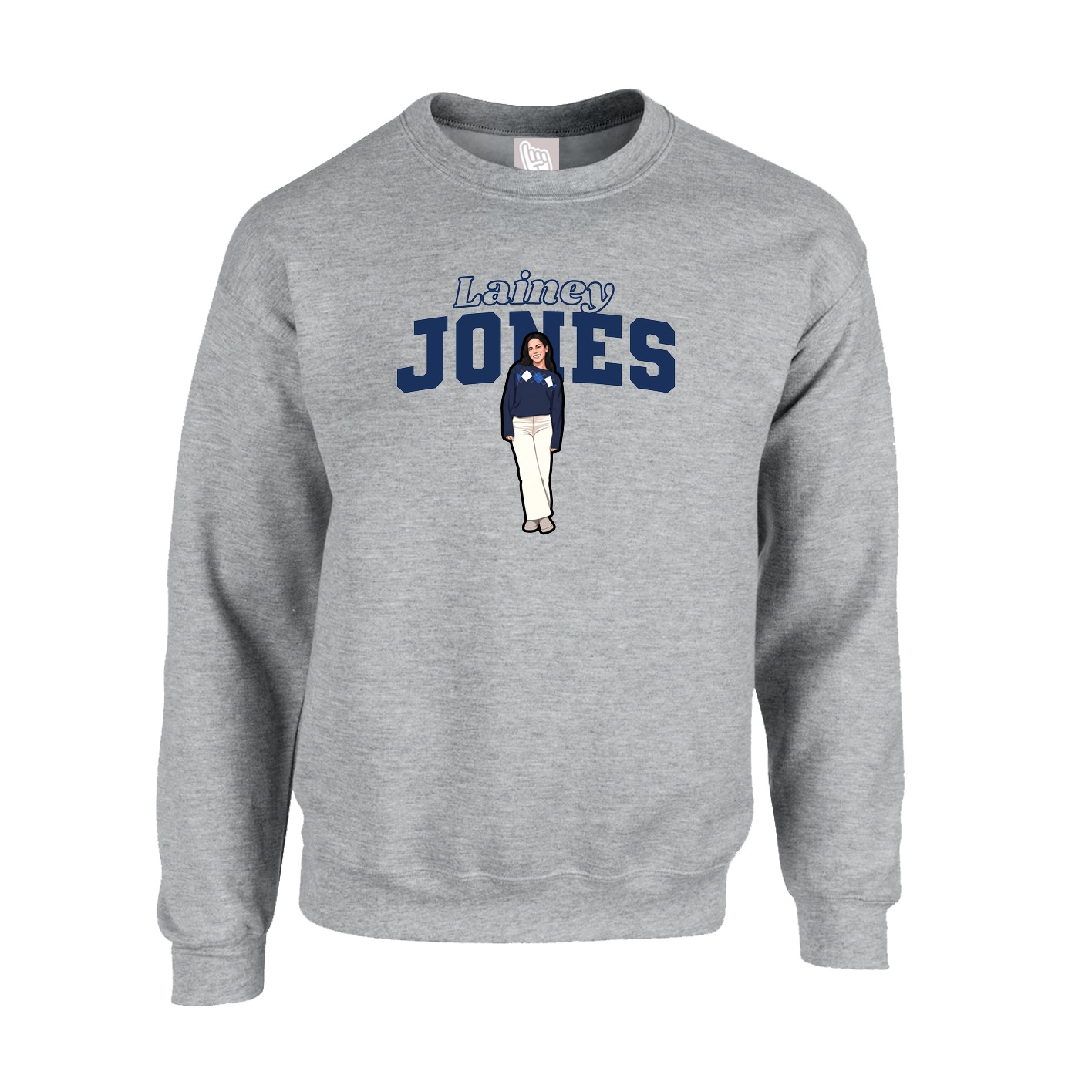 Fleece Crew — Name Arch in Grey