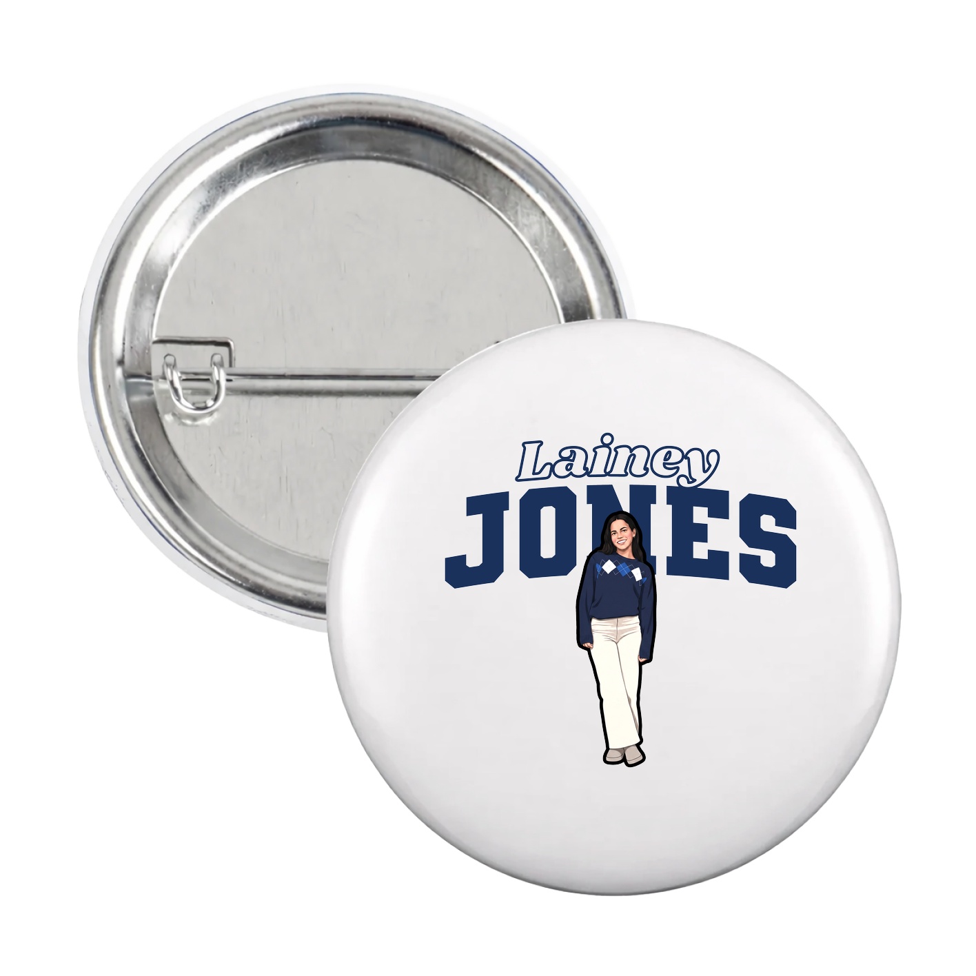 Game Day Button — Name Arch in White