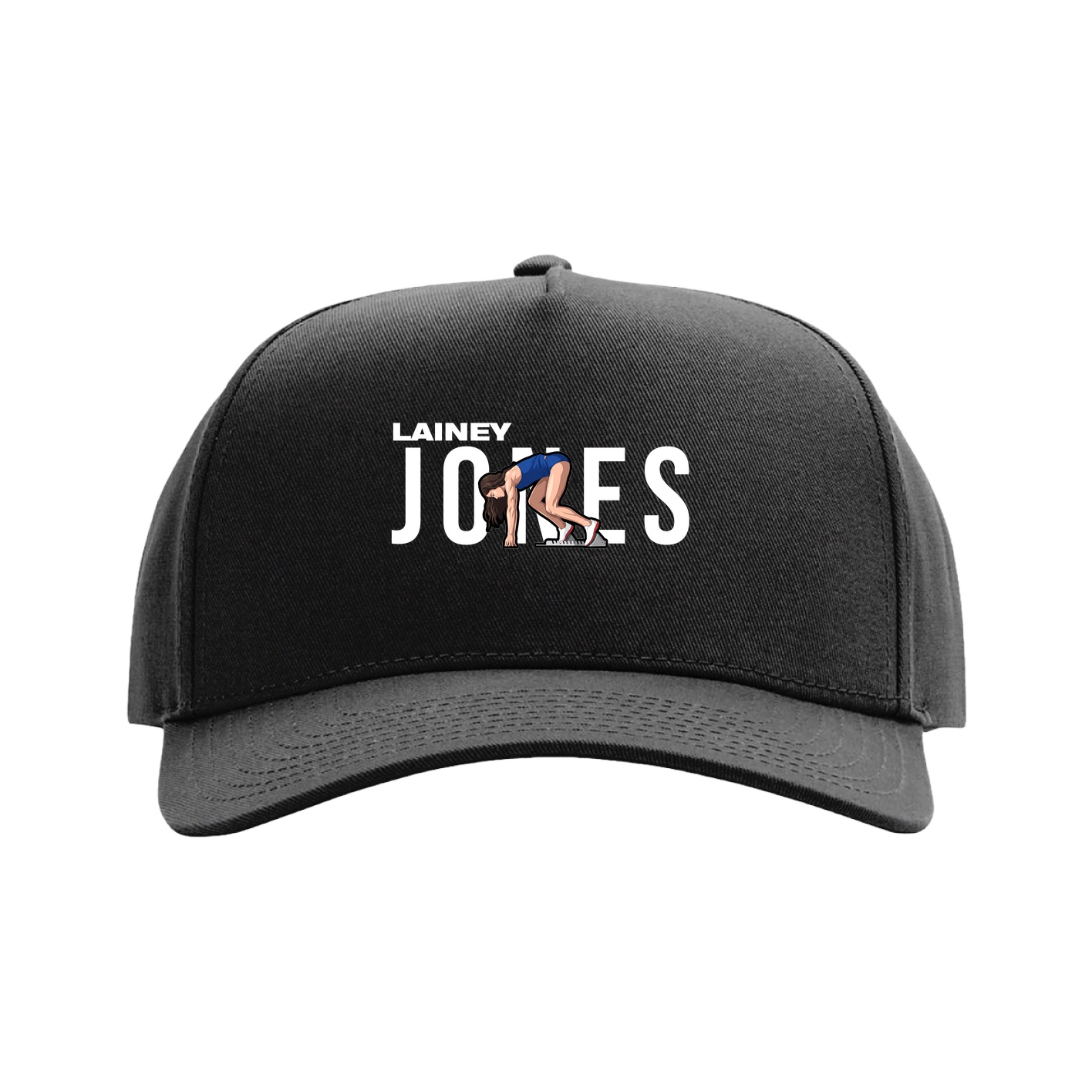 Full Fabric Five-Panel Champ Cap — Player Name in Black