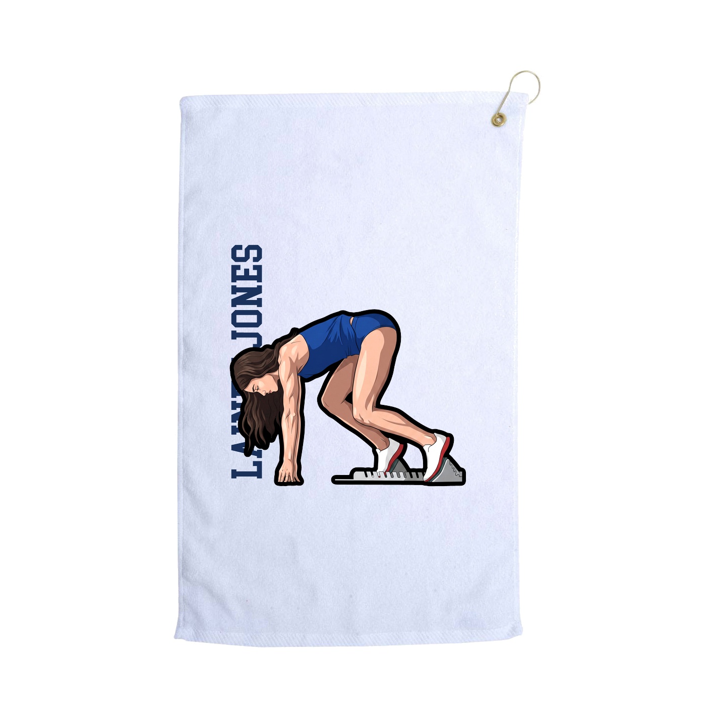 Golf Towel — Name Vertical in White