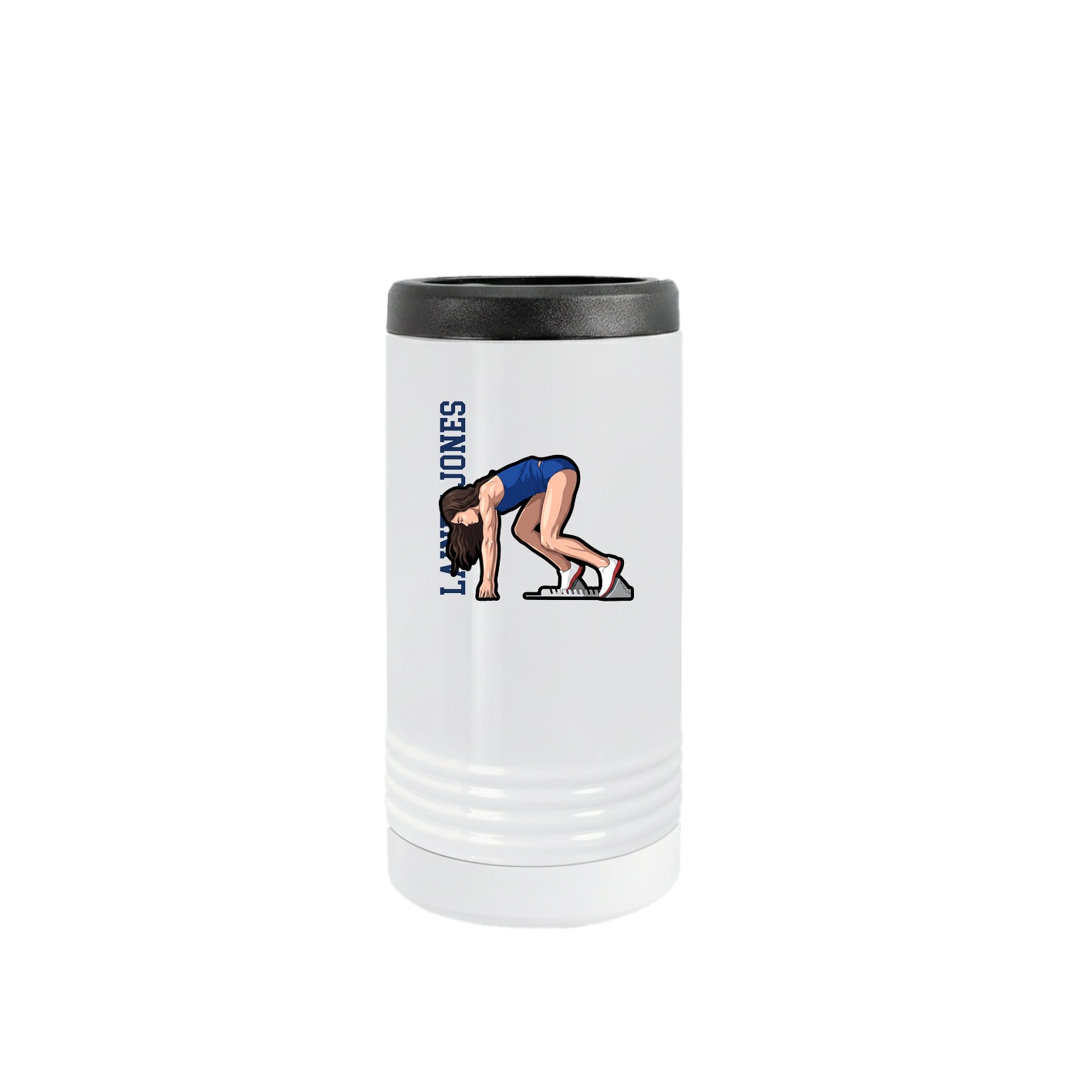 Slim Beverage Holder — Name Vertical in White