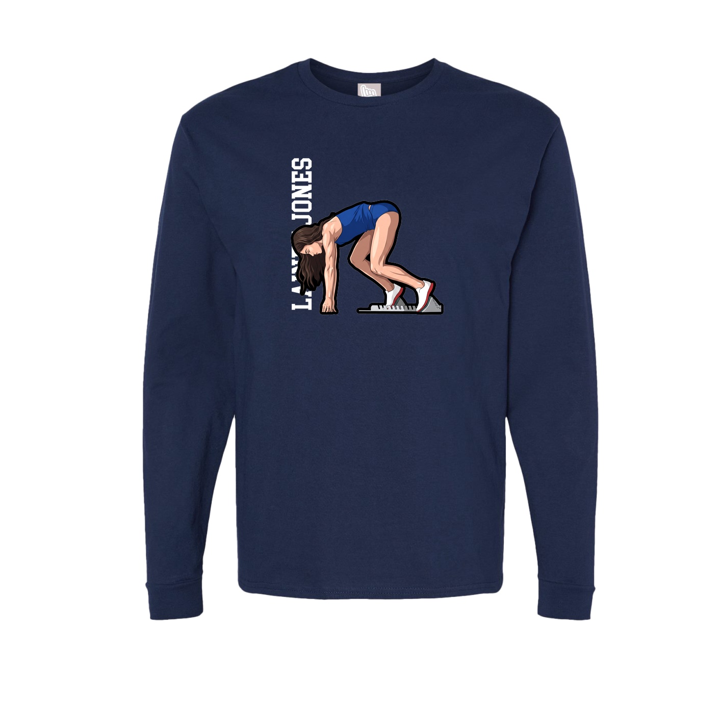 Long Sleeve Tee — Name Vertical in Navy