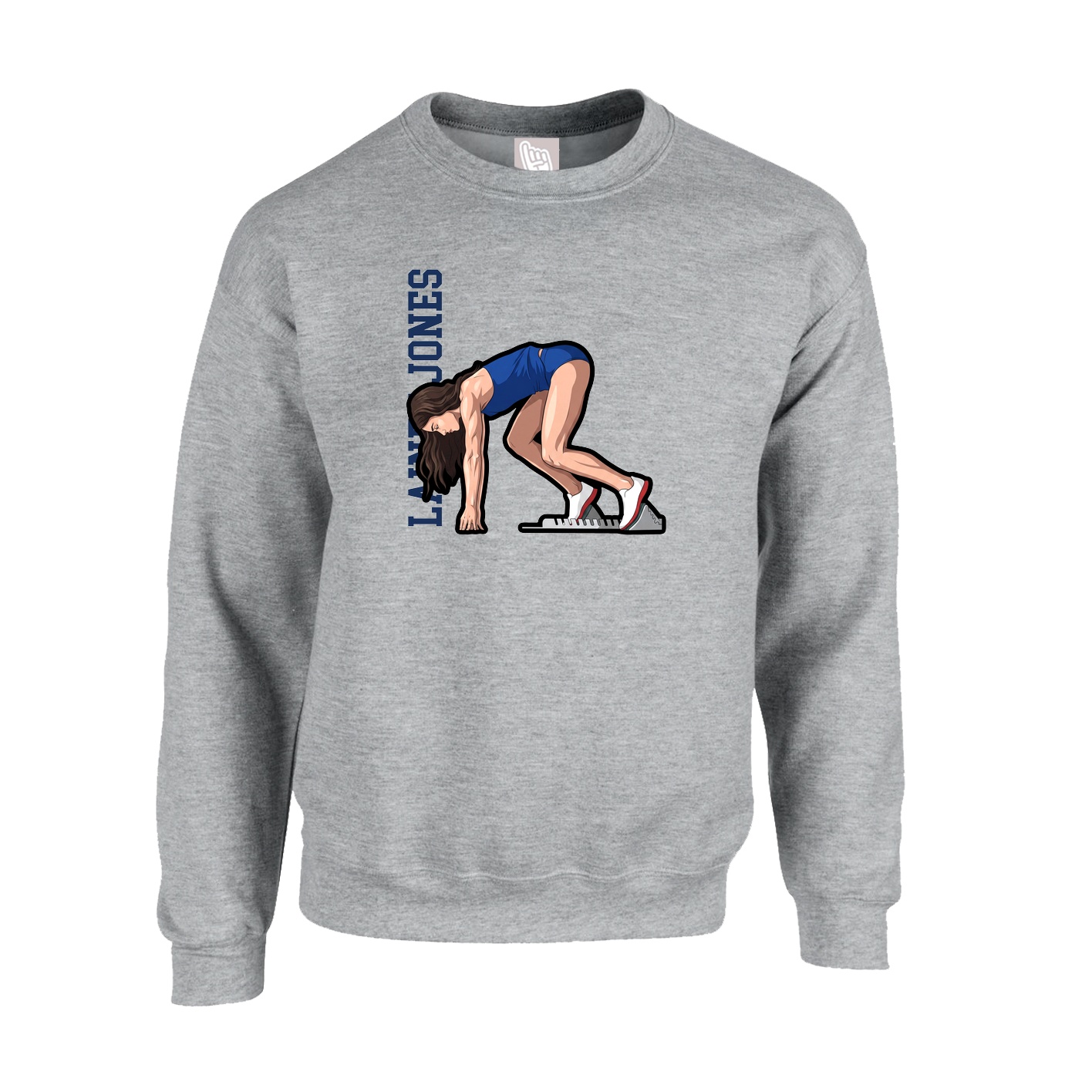 Fleece Crew — Name Vertical in Grey