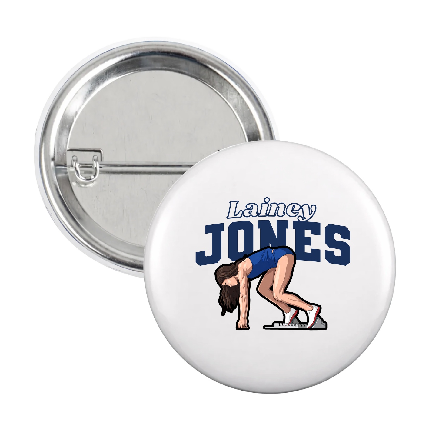 Game Day Button — Name Arch in White