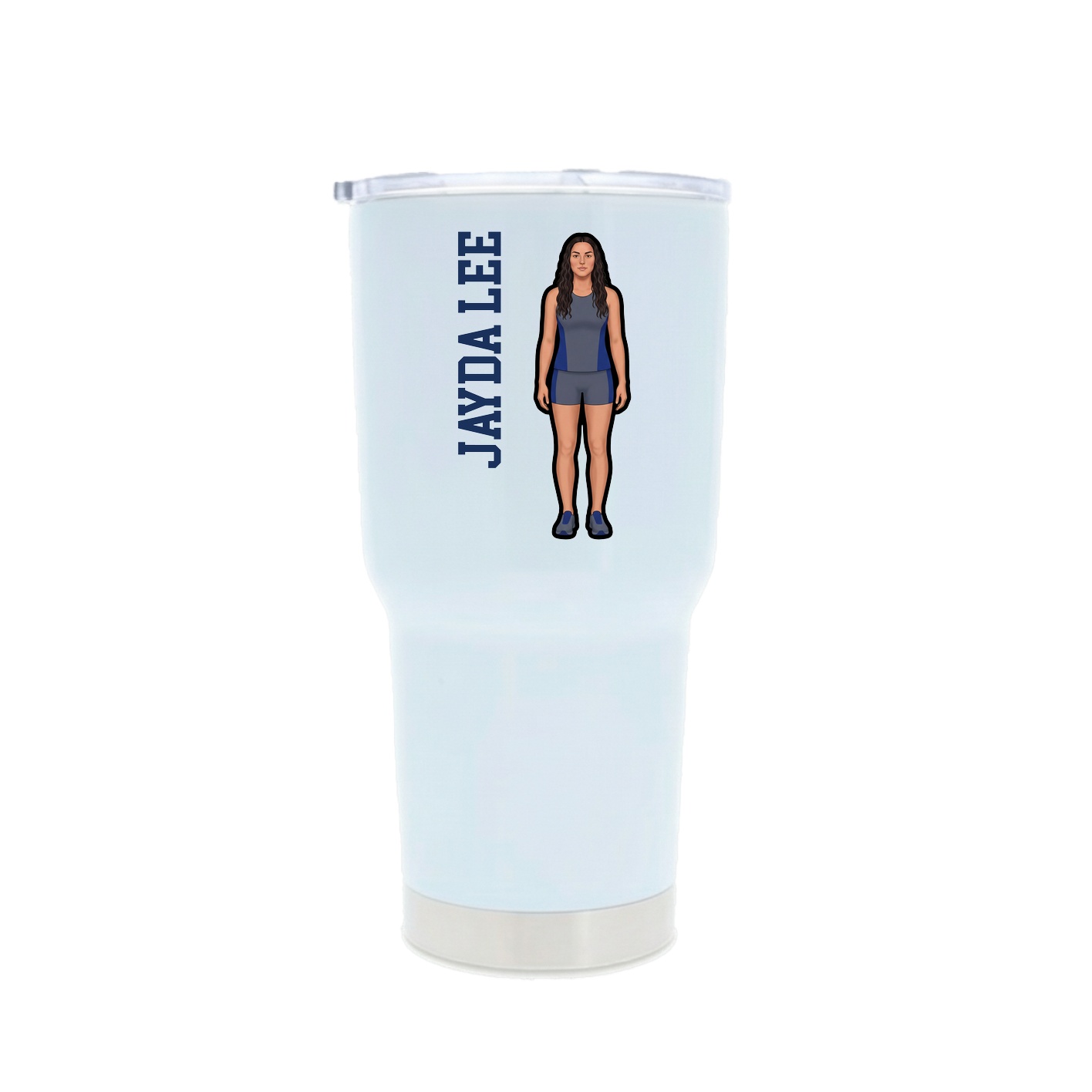 30oz Stainless Steel Tumbler — Name Vertical in White