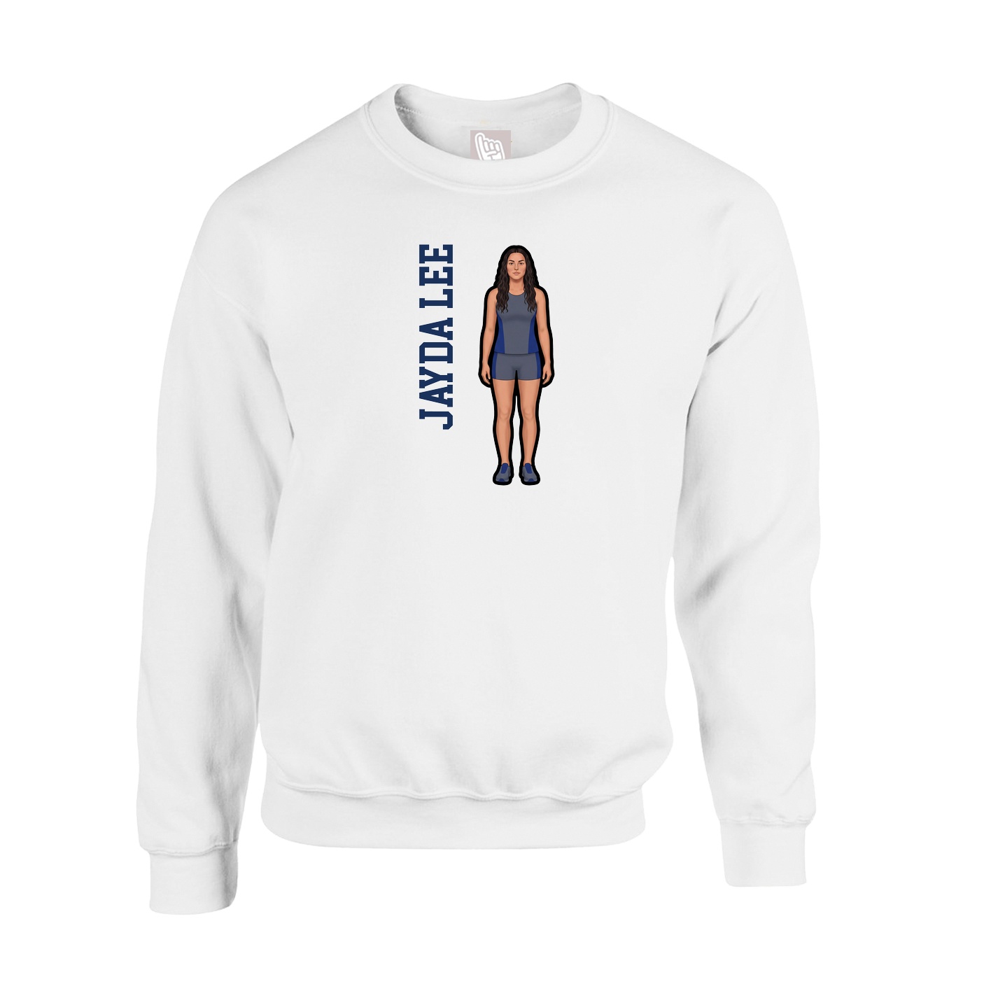 Fleece Crew — Name Vertical in White
