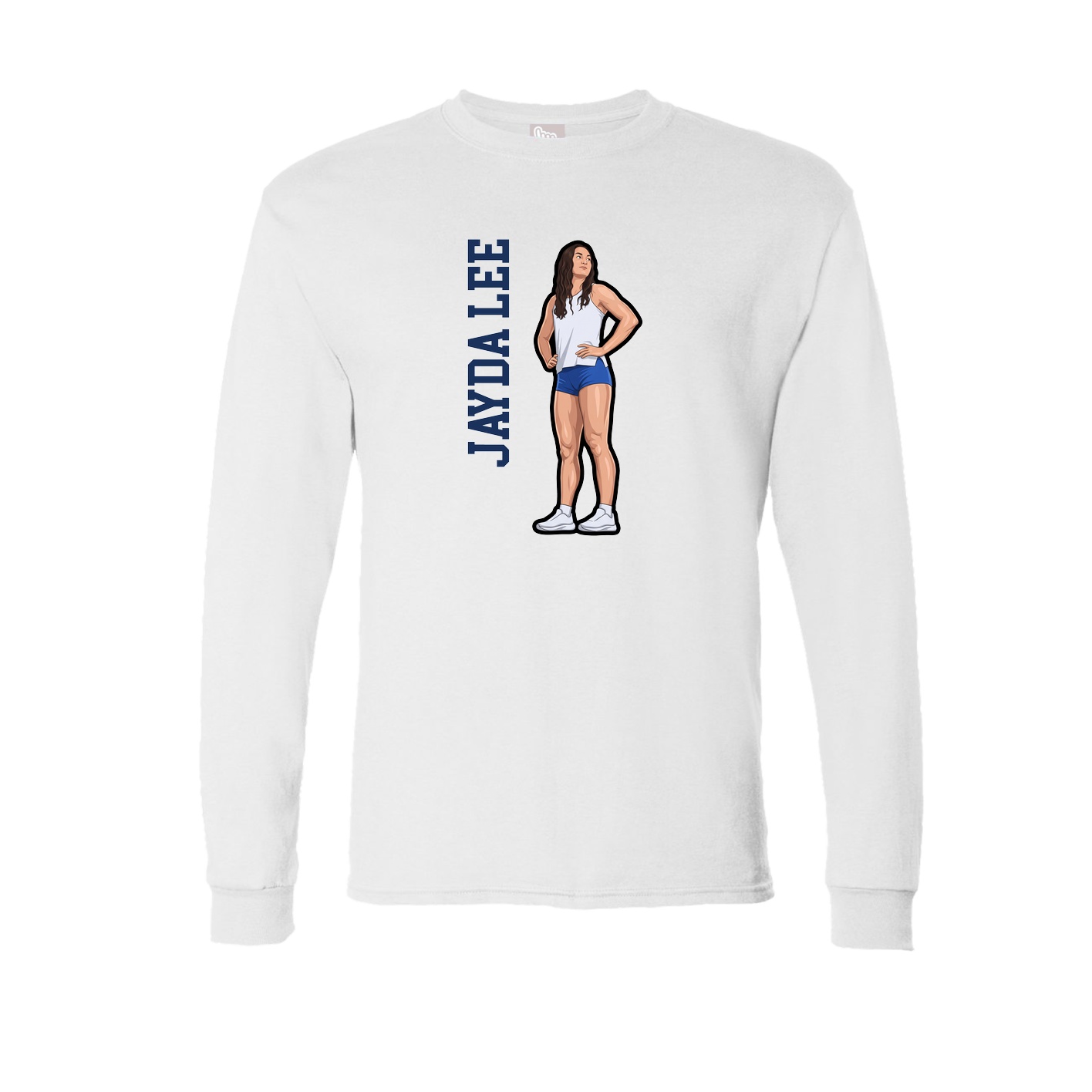Long Sleeve Tee — Name Vertical in White