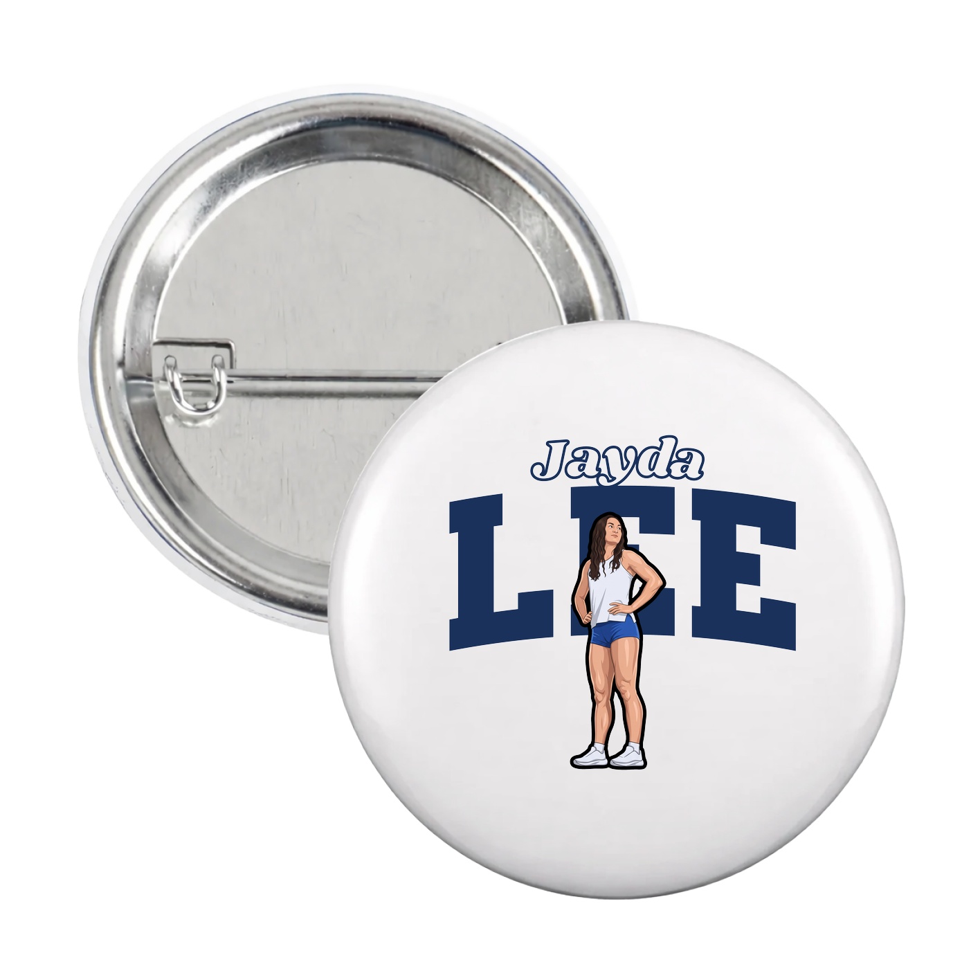 Game Day Button — Name Arch in White