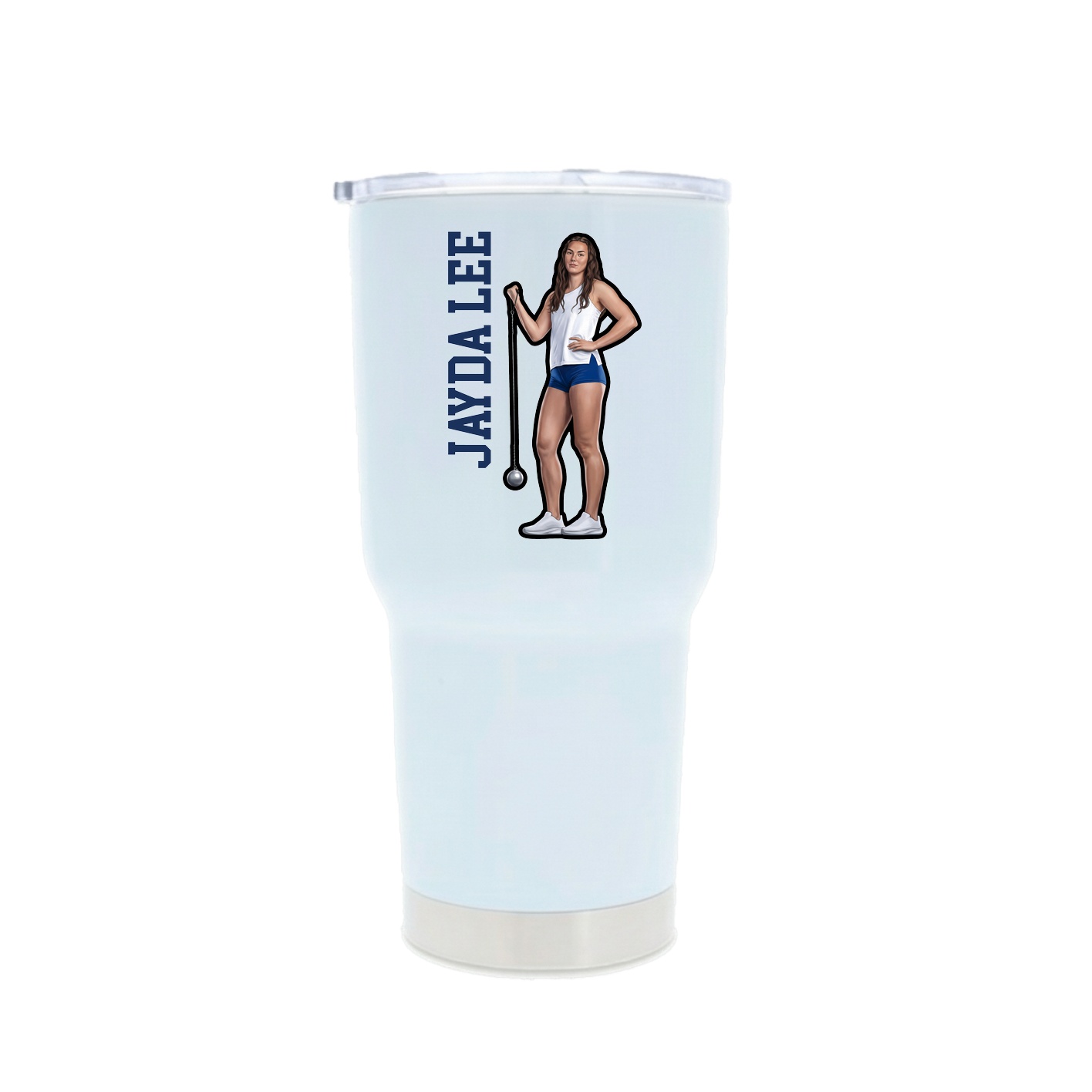 30oz Stainless Steel Tumbler — Name Vertical in White