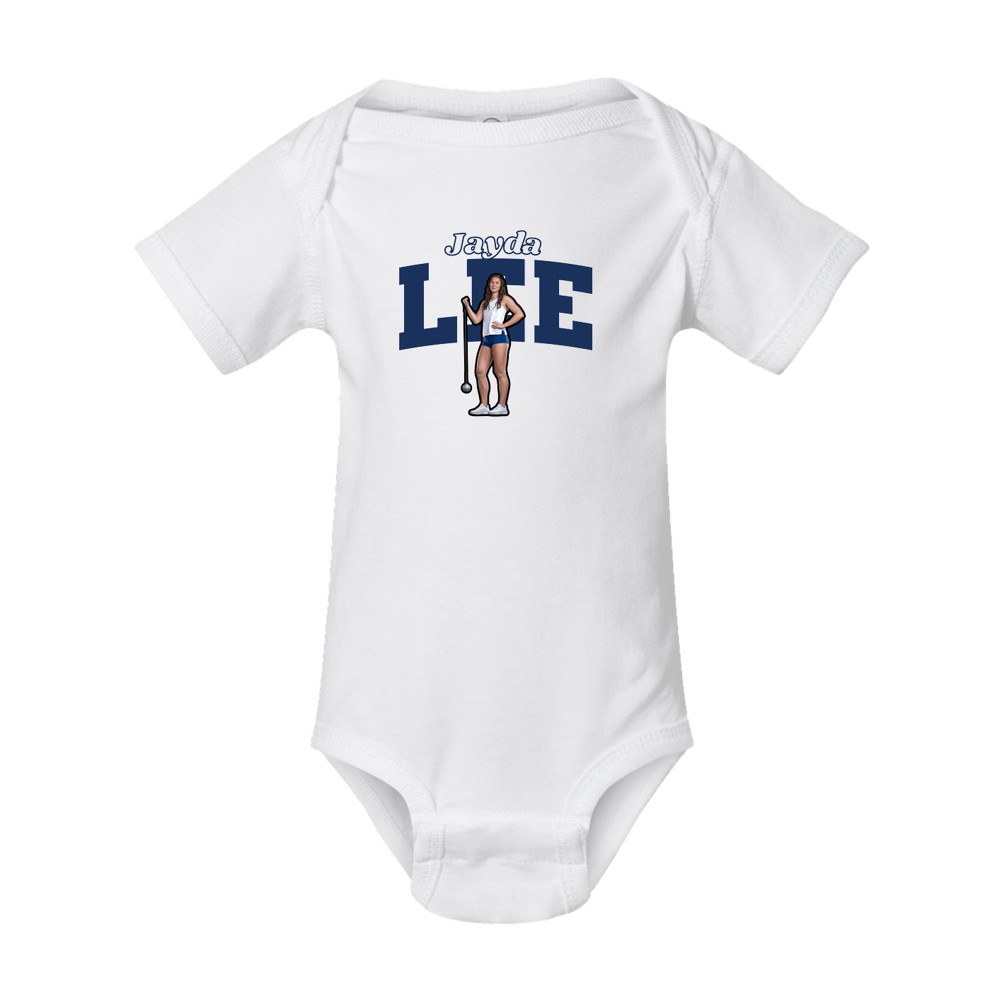 Baby Onesie — Name Arch in White