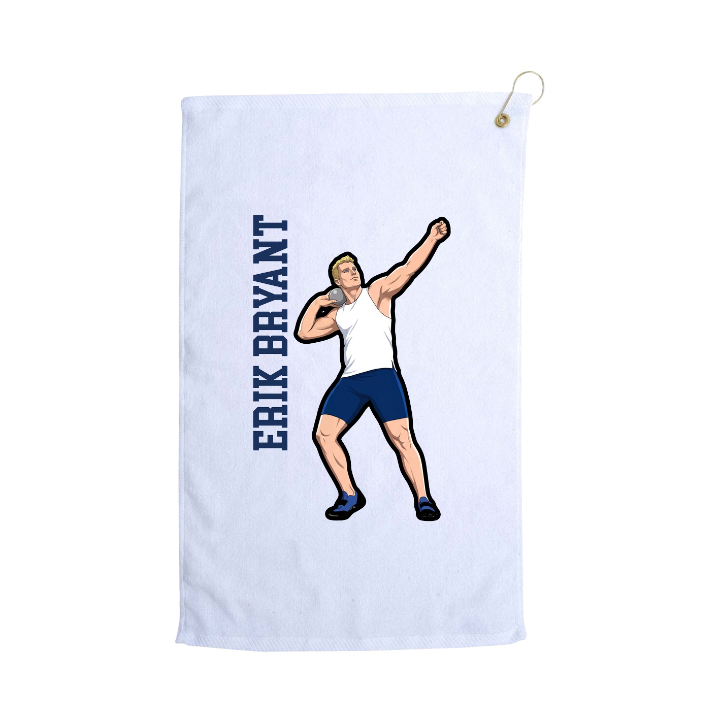 Golf Towel — Name Vertical in White