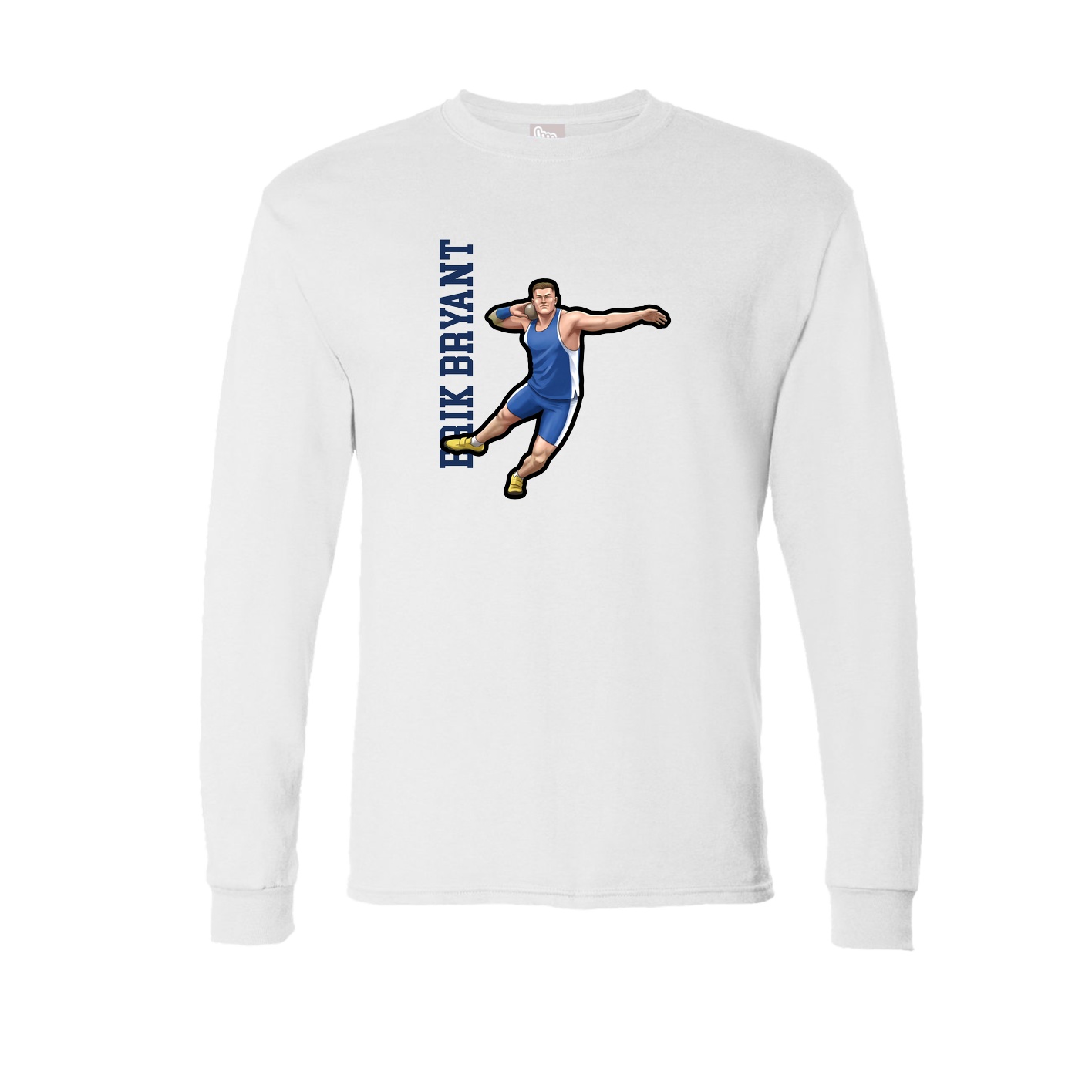Long Sleeve Tee — Name Vertical in White